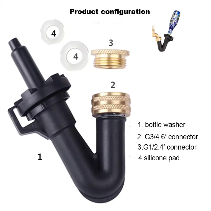 Home Brew Beer Wine Bottle Washer Rinser With Kitchen Faucet Adapte For