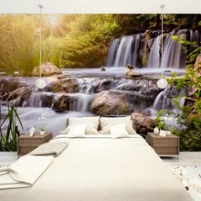 Размер на заказ 3D фотообои закат водопад съемные обои самоклеющиеся виниловые наклейки на стену художественная Наклейка на стену домашний декор