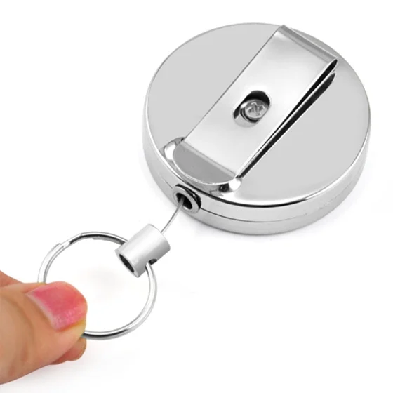 Steel Retractable Key Chain Recoil Key Ring Belt Clip Pull Chain Holder