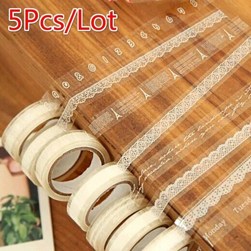5 Rolls DIY Paper Lace Decorative Sticky Masking Tape Self Adhesive Home Decoration Accessories | Дом и сад