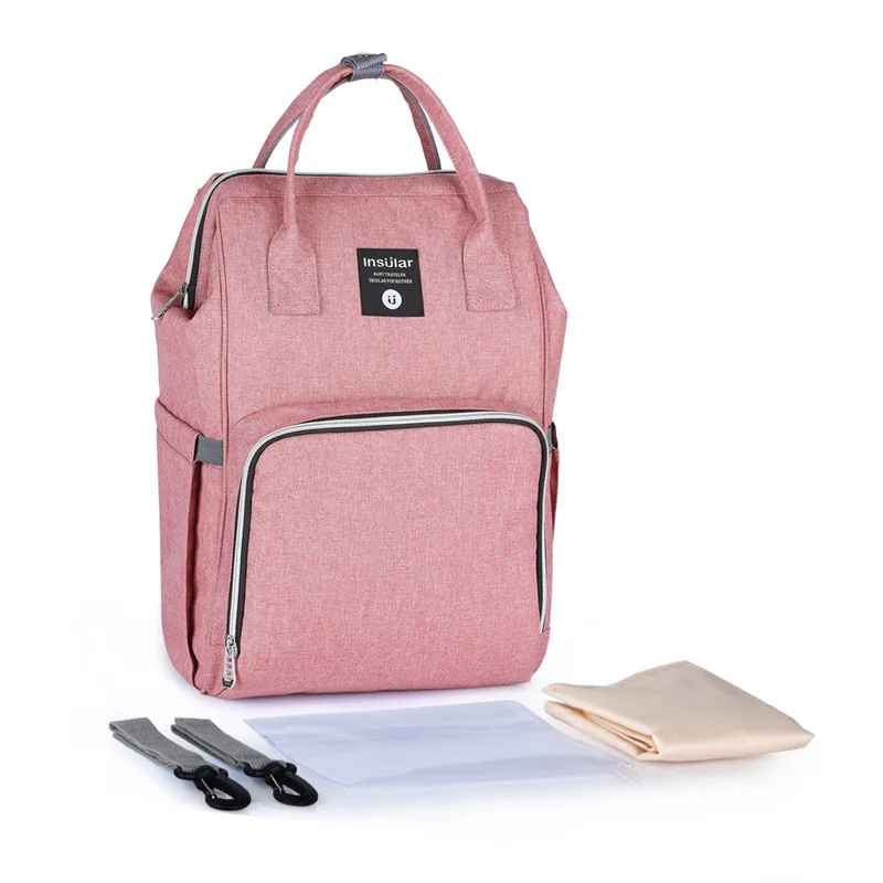 Сумка для подгузников, рюкзак для мам, водонепроницаемая коляска, Детская сумка, большая емкость, сумка для беременных, дорожная сумка для мам, сумки для подгузников для ухода за ребенком - Цвет: Pink