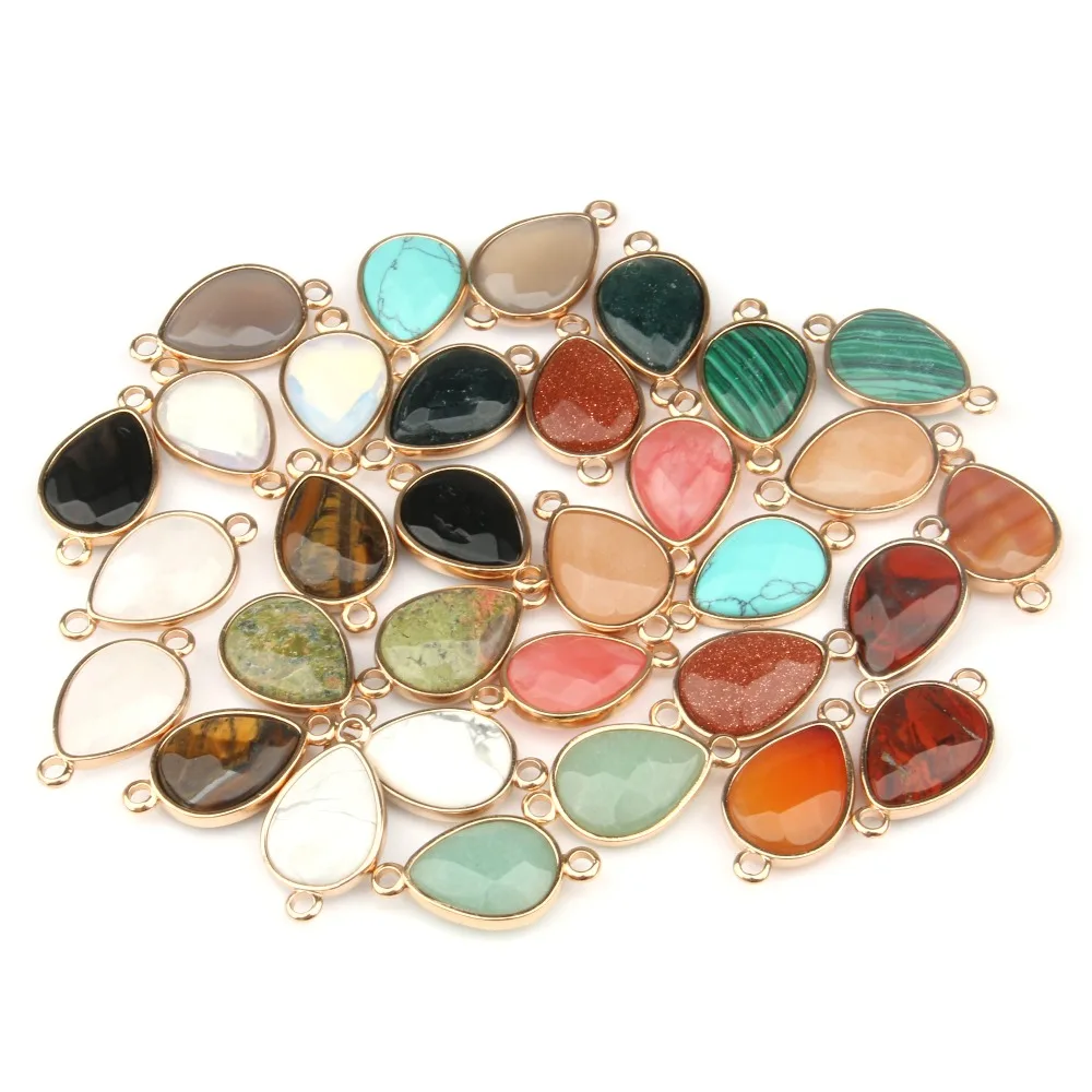 

Wholesale Water Drop Shape Natural Stone Rose Quartzz /Tiger Eyes Pendant DIY for Necklace or Jewelry Making 16 Color