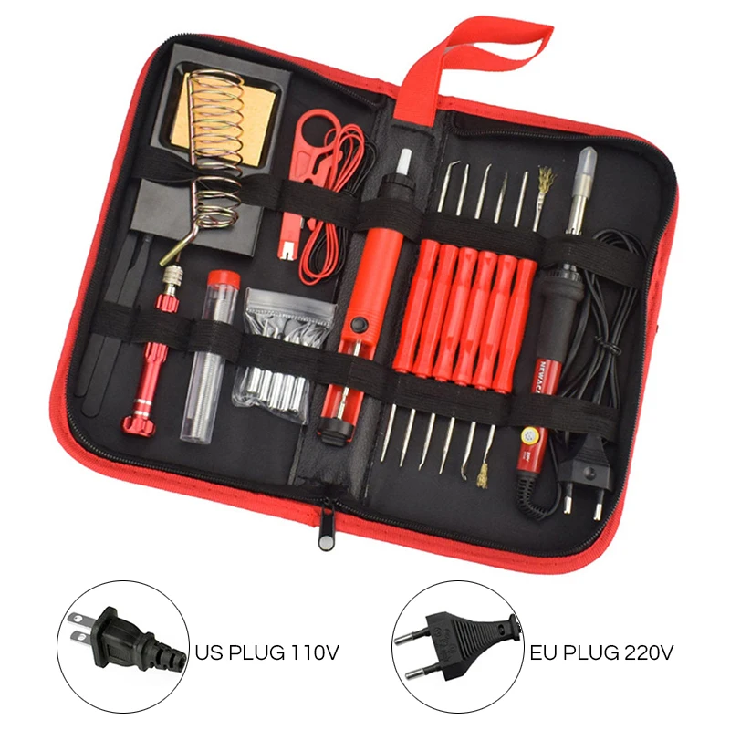 

Electric Soldering Iron Kit 220V 60W Adjustable Temperature Welding Tool Hobby Knife Desoldering Pump Iron Stand 5pcs Tips