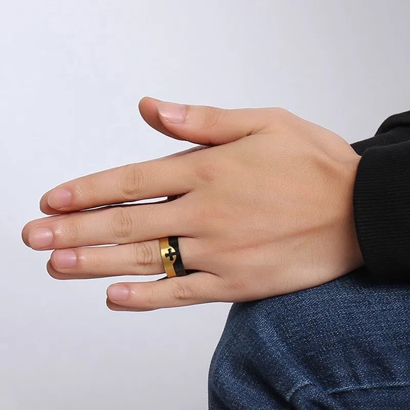 Vnox кольца мужские может отделить крест обручальное кольцо