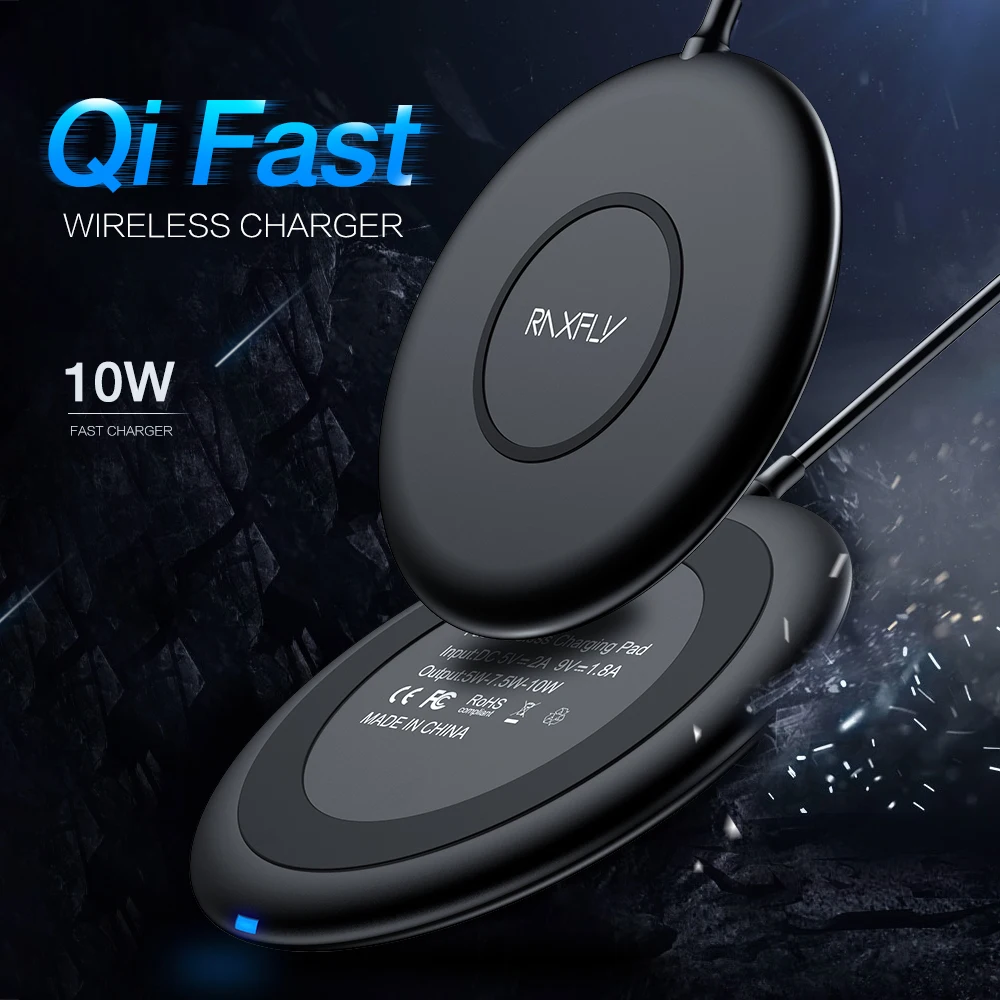 

RAXFLY Waterproof Phone QI Wireless Charger For iPhone X 8 Plus Fast Charging For Samsung S10 S9 S8 Desktop Stand USB Charger