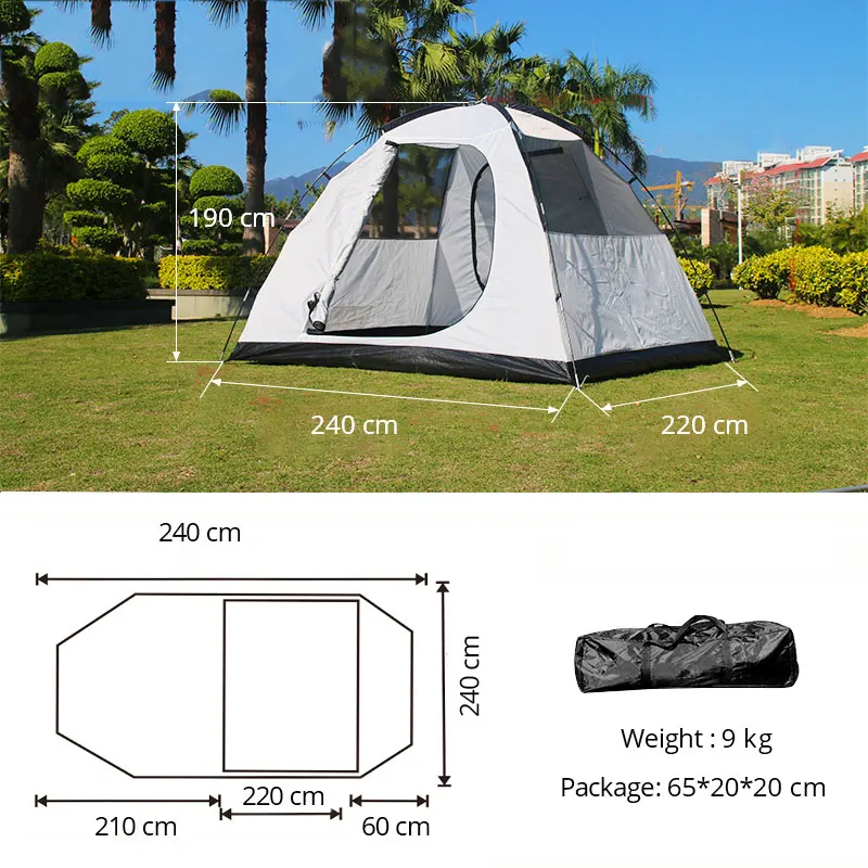 COOLWALK кемпинг палатка открытый двухслойный туристический тент Большой четыре сезона водонепроницаемый две двери Семейные палатки для 3-4 человек