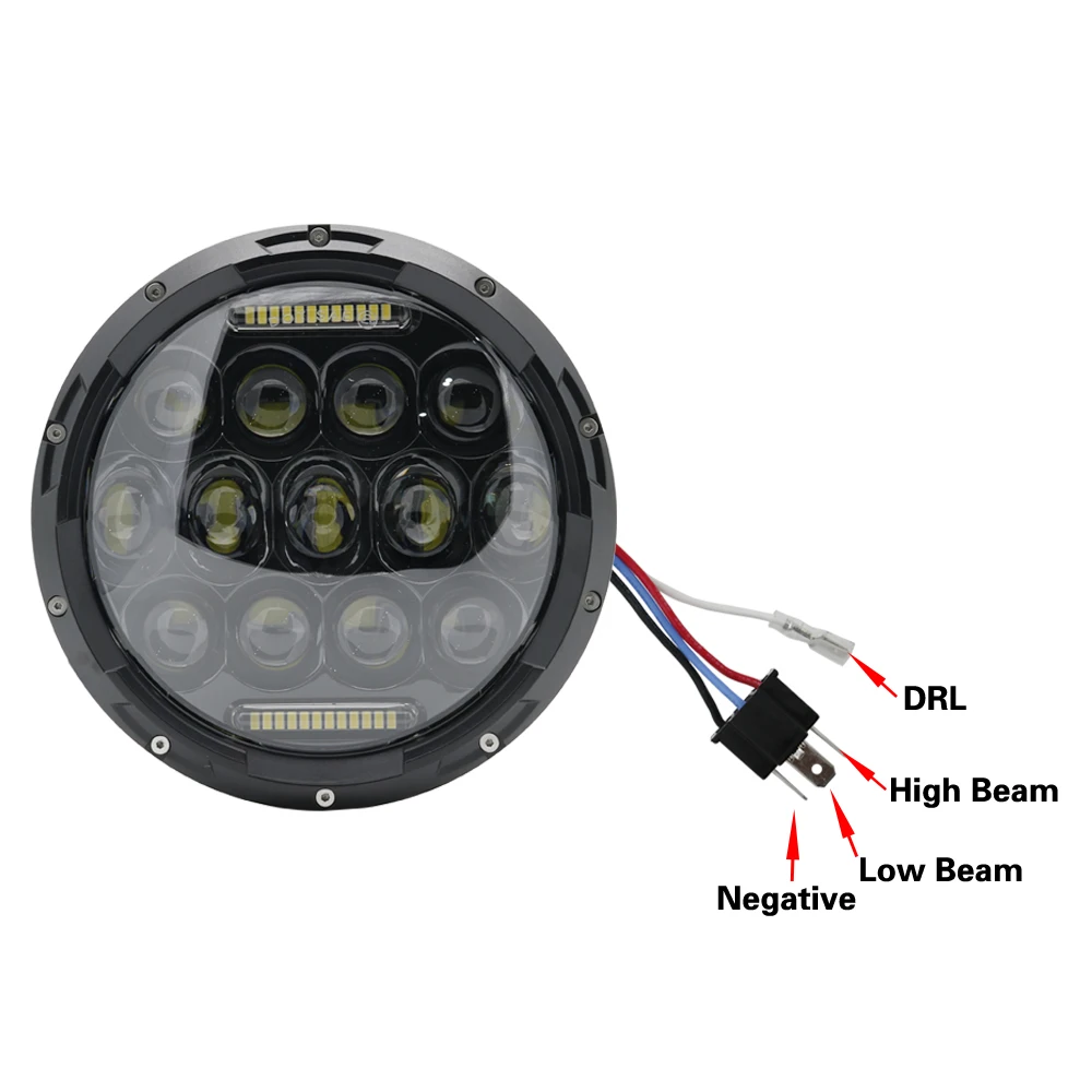 7 inch LED Headlight DRL Angle Eyes Led Headlamp 12v 24v 7 LED Headlight For Jeep Wrangler TJ JK LJ unlimited For Nissan Patrol (26)