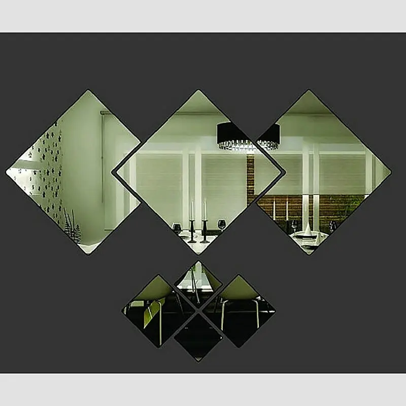 New Fancy Rhombus Modern Removable Art Mirror Wall Sticker Home Bath