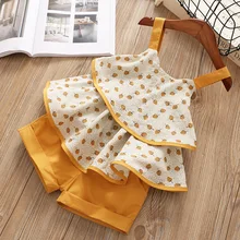 Girls Clothing Sets Summer Casual Dot Print Kids Clothing Sets Sleeveless Chiffon T-shirt+Shorts 2PCS New Children Girls Suit Girls Clothing Sets Summer Casual Dot Print Kids Clothing Sets Sleeveless Chiffon T-shirt+Shorts 2PCS New Children Girls Suit