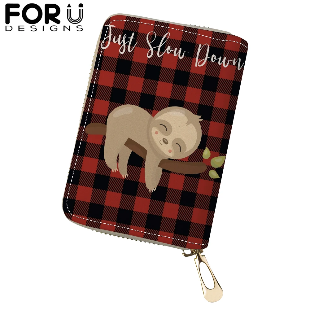 

Unique Cute Sloth Print PU Leather Card Holder Portable Wallet Purses for Woman Femme Folivora ID Credit Bags 2019 New