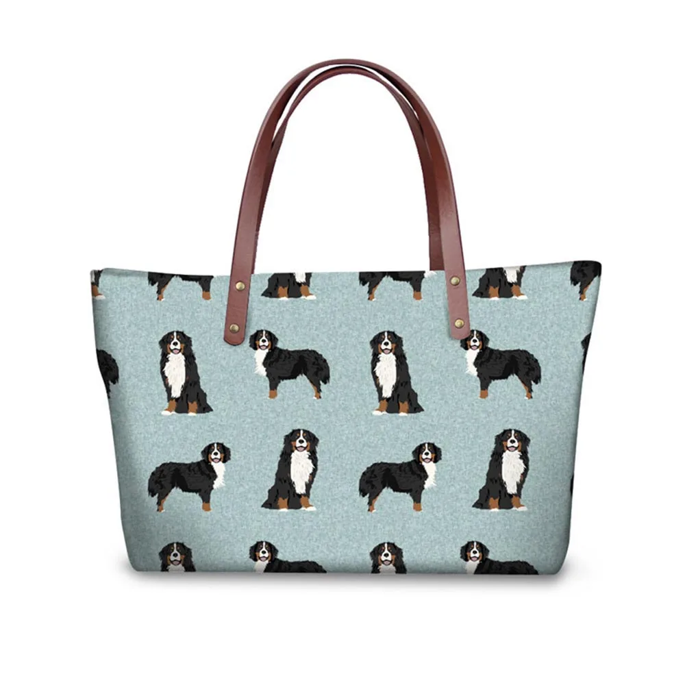 

Customized Luxury Handbags Women Bags Designer Bernese Mountain Dog Pet Printing Top-handle Bags for Women Ladies Shoulder Bags