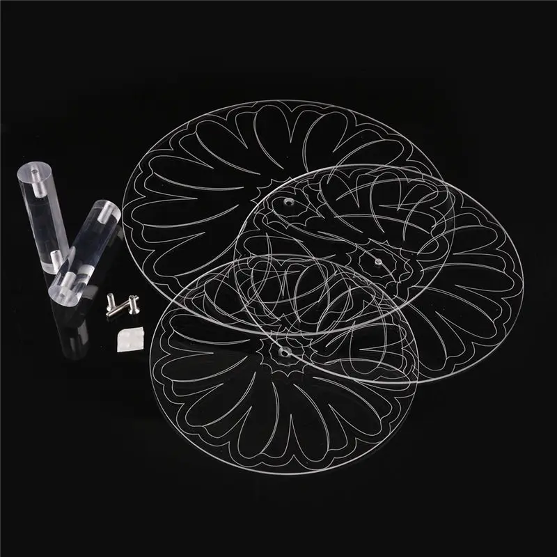  Acrylic round pan pattern 3 4 tier wedding cupcake cake stand set display rack stands for birthday 