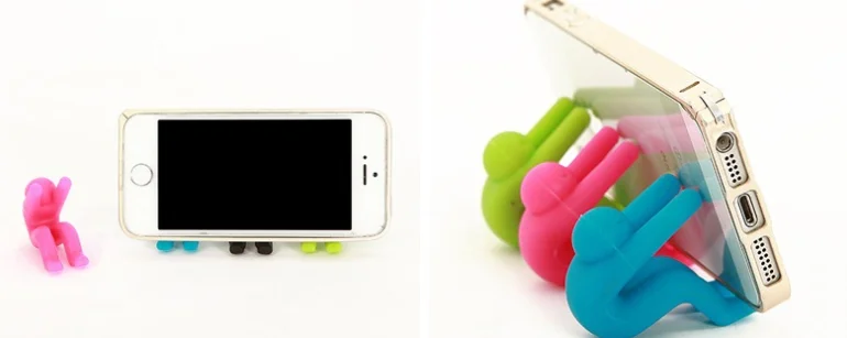 

multifunctional food safe grade small mini tiny man silicone mobile phone holder mobile phone stand for mobile phone