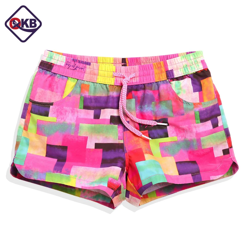 

QIKERBONG Lady Casual Shorts Women Beachwear Shorts Women Shorts navy print design Shorts Quick Drying Fabric