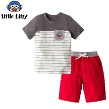 Детские костюмы с шортами детский спортивный костюм для мальчиков г. Летняя одежда для маленьких мальчиков спортивные костюмы из 2 предметов с аппликацией в виде животных Одежда для мальчиков