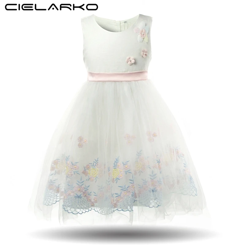 

Cielarko Formal Girls Dress Flower Princess Party Kids Dresses 2018 Fancy Baby Frocks Tulle Children Clothes Girl Summer Outfits