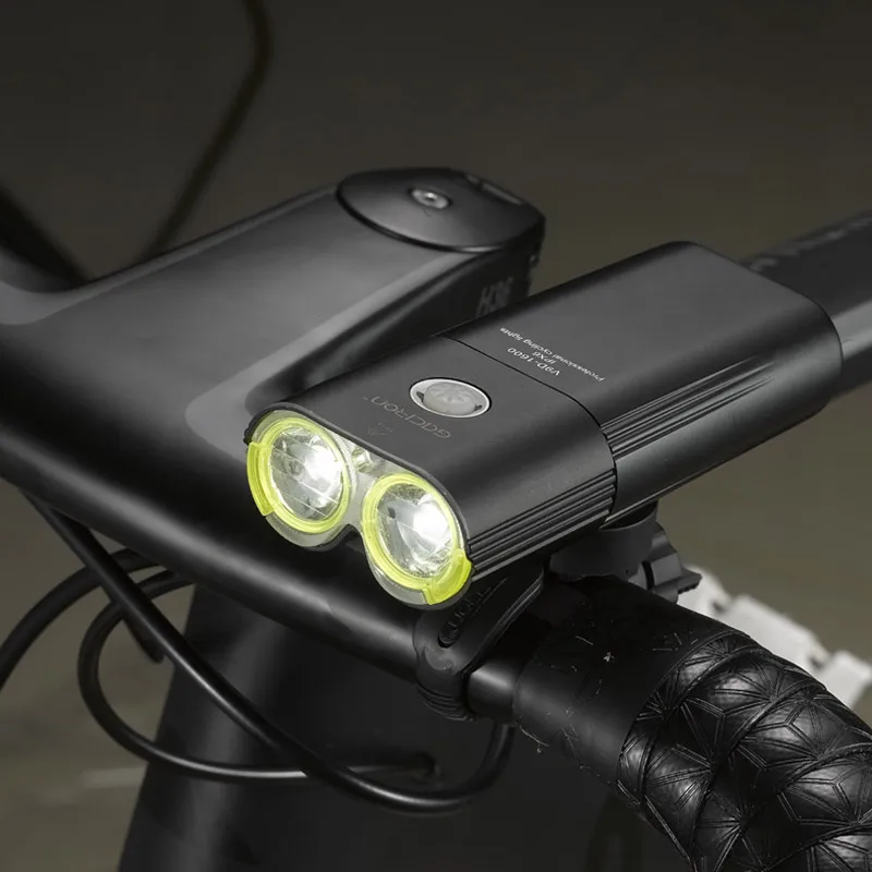 GACIRON – phare de vélo professionnel 1600 Lumens, Rechargeable par USB, pour vtt, batterie d'alimentation, lampe frontale étanche