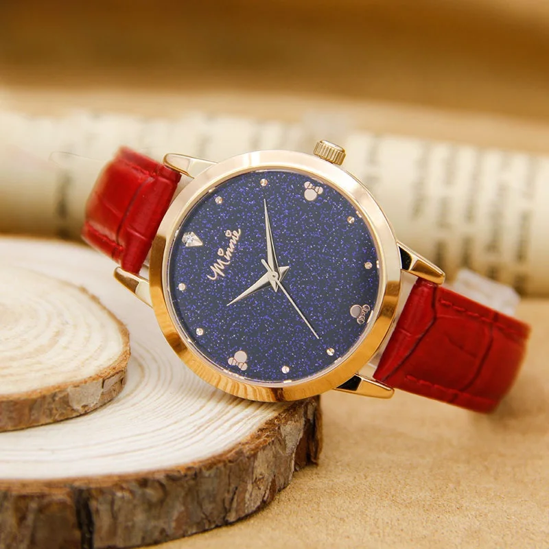 Women Luxury Bling Night Sky Star Rhinestone Shining Jewelry Ladies Genuine Leather Quartz Fashion Watches Disney Minnie Cuties Women Luxury Bling Night Sky Star Rhinestone Shining Jewelry Ladies Genuine Leather Quartz Fashion Watches Disney Minnie Cuties