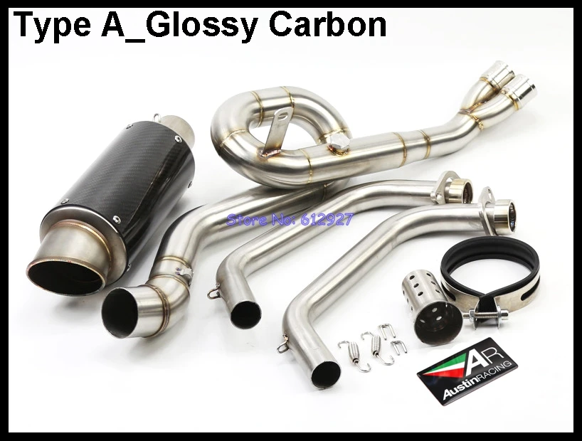 Motocicleta para mt-03 MT03 r25 R3 R30 de escape Sistema de carbono Fibra silenciador escape y conectar mediados tubo delantero (2014-2016)