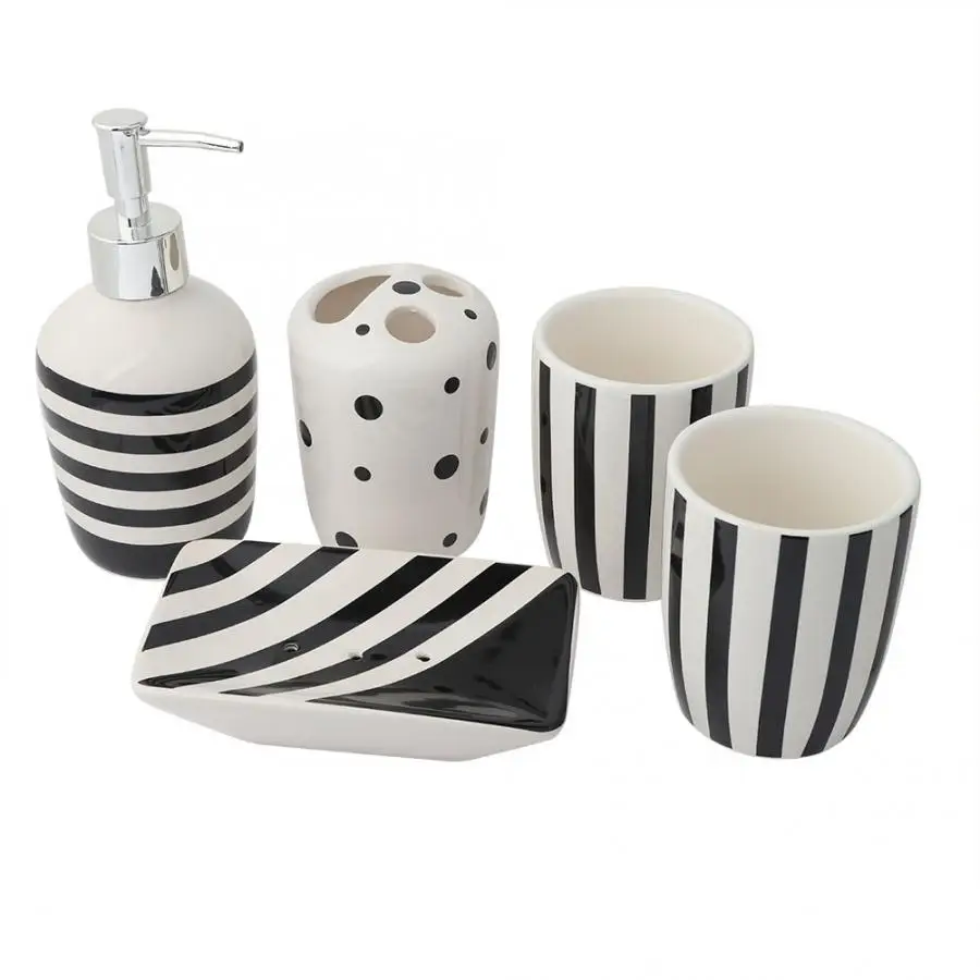 

5Pcs/Set Wash Cup Toothbrush Cup Lotion Dispenser Soap Box Set Bathroom Accessories Kit set