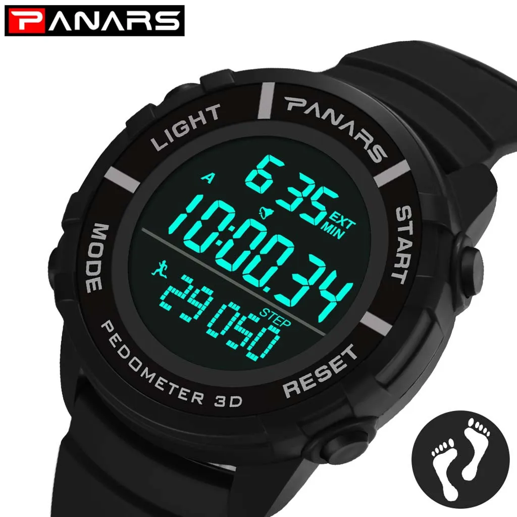 PANARS светодиодные электронные часы waterproof Running Step Counter мужские модные Спортивные часы наручные часы Reloj deportivo Wd4