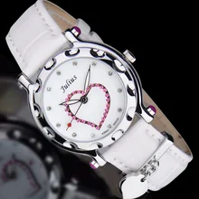 Топ Леди женские часы Япония кварцевые часы изысканное модное платье кожаный браслет часы сердце девушки подарок на день рождения Юлий коробка 397