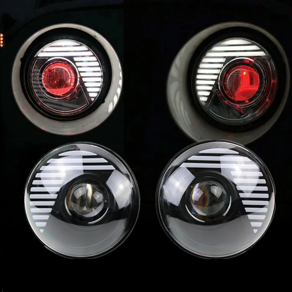 7 Round H4 45W LED Headlight Sealed Beam Assembly Plug In Play Red Demon Eye DRL