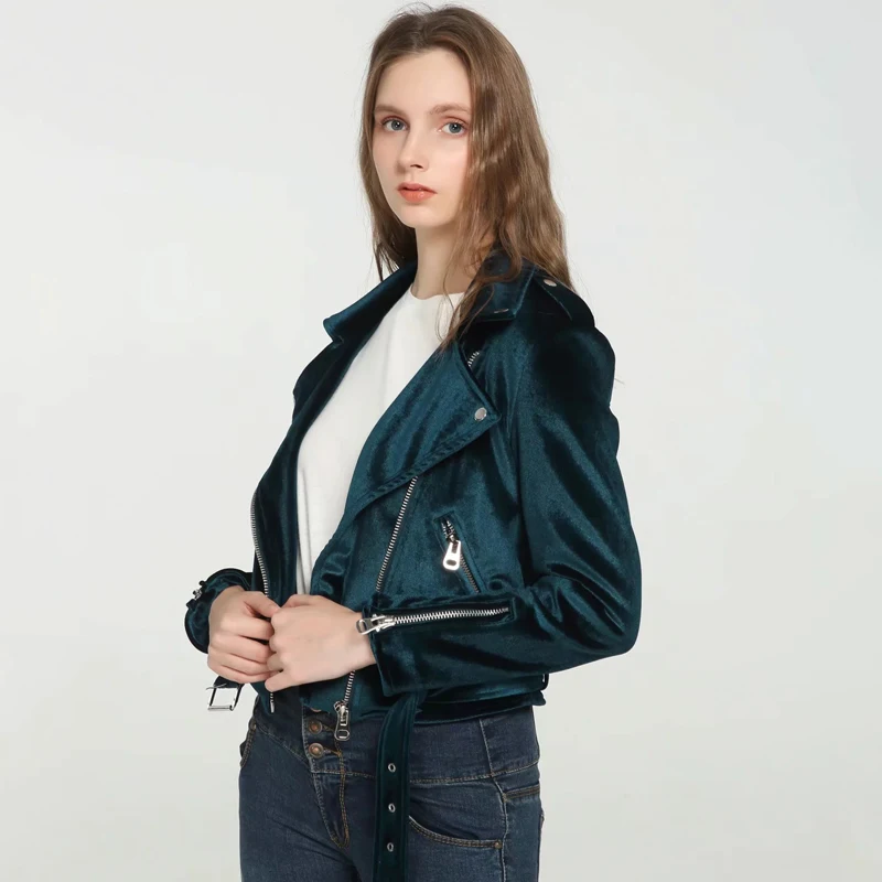 Fitaylor осень зима красные синие мягкие бархатные куртки Свободные теплые короткие
