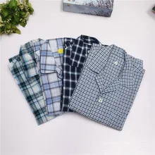 Пижамы для Для мужчин весна и осень кардиган в клетку хлопковое Пузыри хлопок пижамы Мотобрюки пижамный комплект Для мужчин