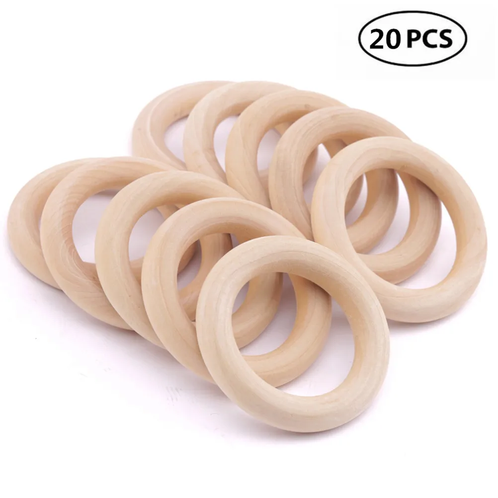 

20pcs 3cm 1.18" Natural Wood Rings Circle Unfinished Wood for DIY Projects Pendant Connectors Jewelry Making