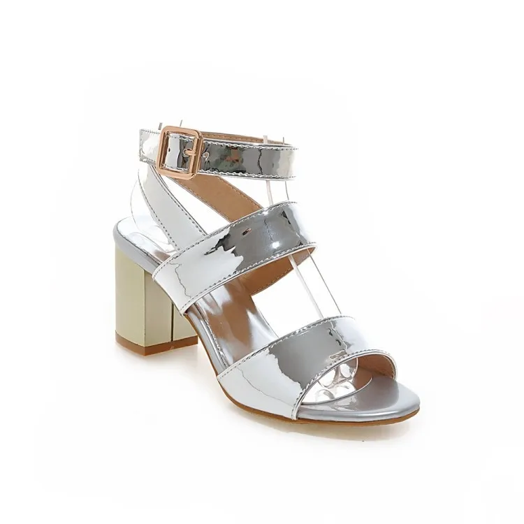 

Strappy sandals block heel shoes plataformas mujer sandalias Solid Color heels plus size toe tip binding grinding belts