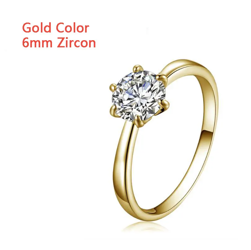 Anenjery классические обручальные кольца 8 мм 6 мм AAA+ циркон кольца для женщин anillos подарок на день Святого Валентина T-R48