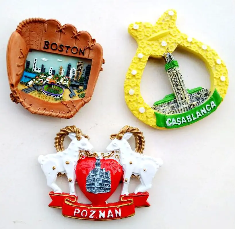 

Boston Baseball Field , Morocco, Casablanca 3D Fridge Magnets Poznan Tourism Souvenirs Refrigerator Magnetic Stickers