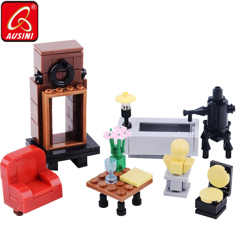 AUSINI Furniture Building Blocks Toys for Children Mini Sofa Table Chair Block Bricks Model Legoings Creator Kids Playthings AUSINI Furniture Building Blocks Toys for Children Mini Sofa Table Chair Block Bricks Model Legoings Creator Kids Playthings