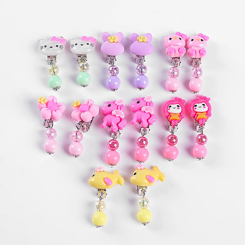 

7 Pair Korean Style Creative Cartoon Animal Lovely Baby Ear Clip Girls Hairpins Ear Clips Kids Clip Earring for Girls