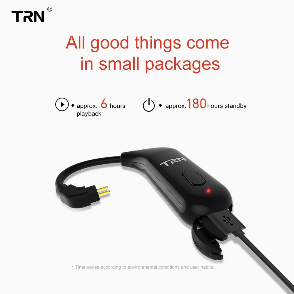 TRN BT20 Dual Wireless Bluetooth 5.0 Ear Hook Upgrade Eaphone Cable 2PIN/MMCX Use For V20 V60 V80 Yinyoo HQ6 HQ8 KZ AS10/ZS10
