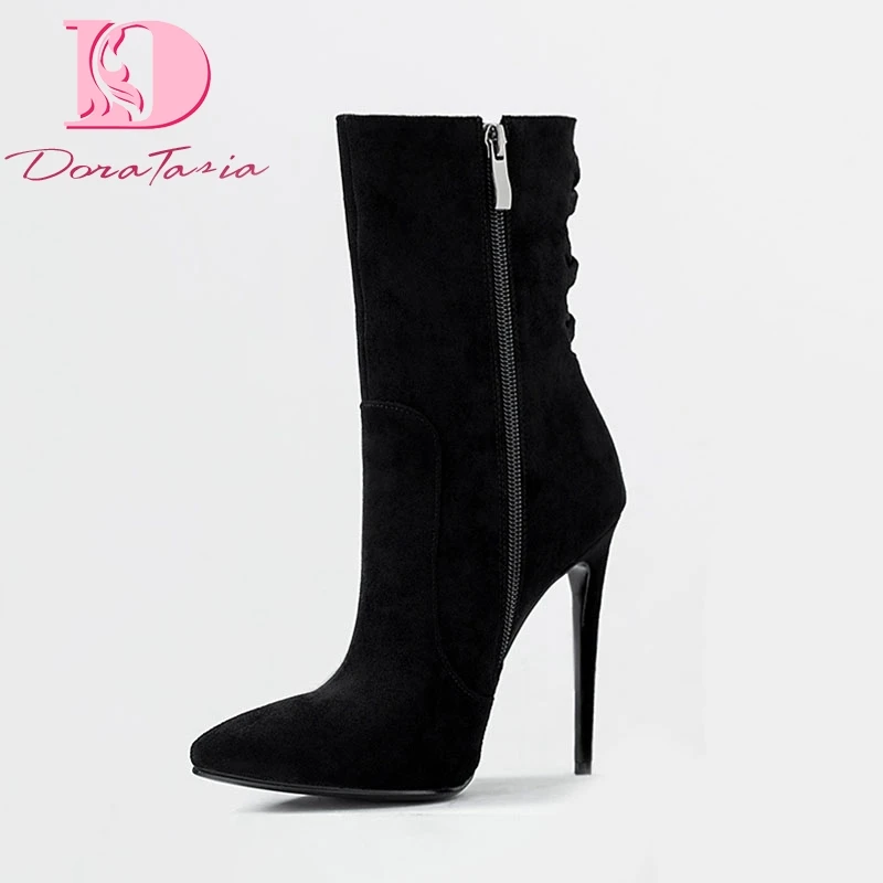 

DoraTasia Brand New dropship sexy high Heels women Boots prom Shoes sexy pointed toe zip up party wedding Boots woman Shoes