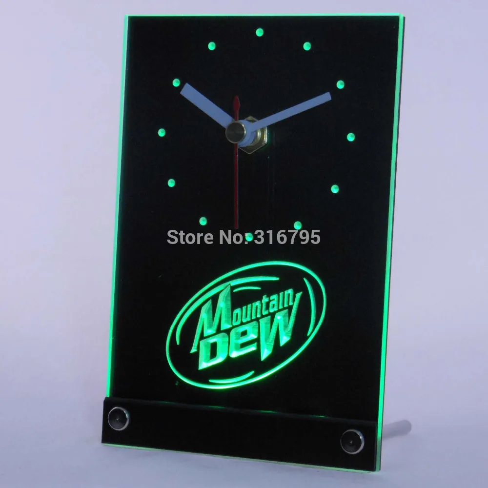 Tnc0120 Mountain Dew Energy Drink Beer 3D Led Orologio Da Tavolo Da Tavolo