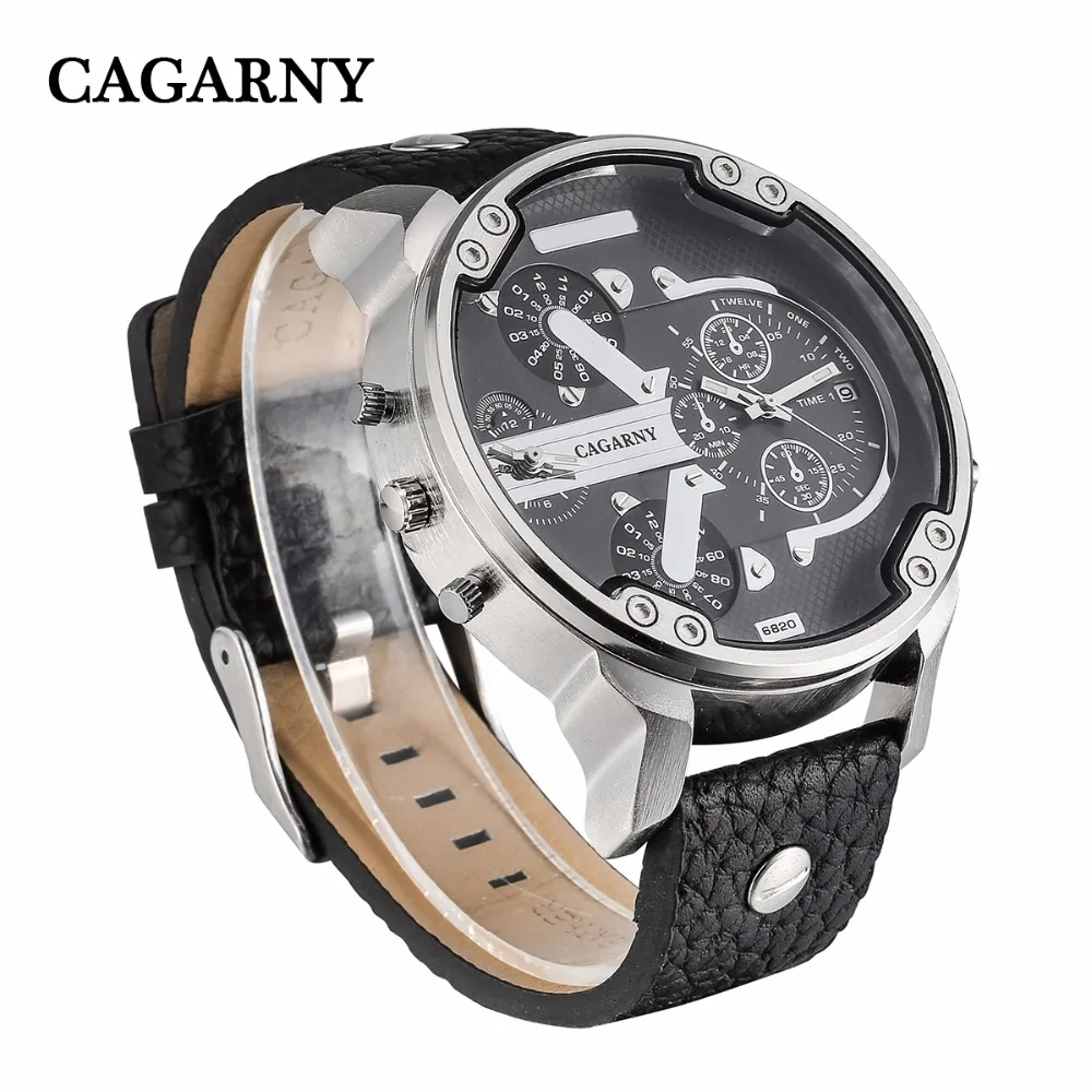 2019 drop shipping top luxury brand cagarny mens watches leather strap big case gold black silver dz military Relogio Masculino male clock man hour (21)