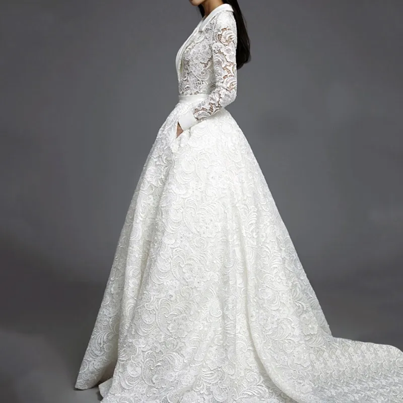 Arabic-Evening-Dresses-Elegant-Full-Sleeves-Lace-V-Neck-abiye-gece-elbisesi-Formal-Party-Gowns-With (1)