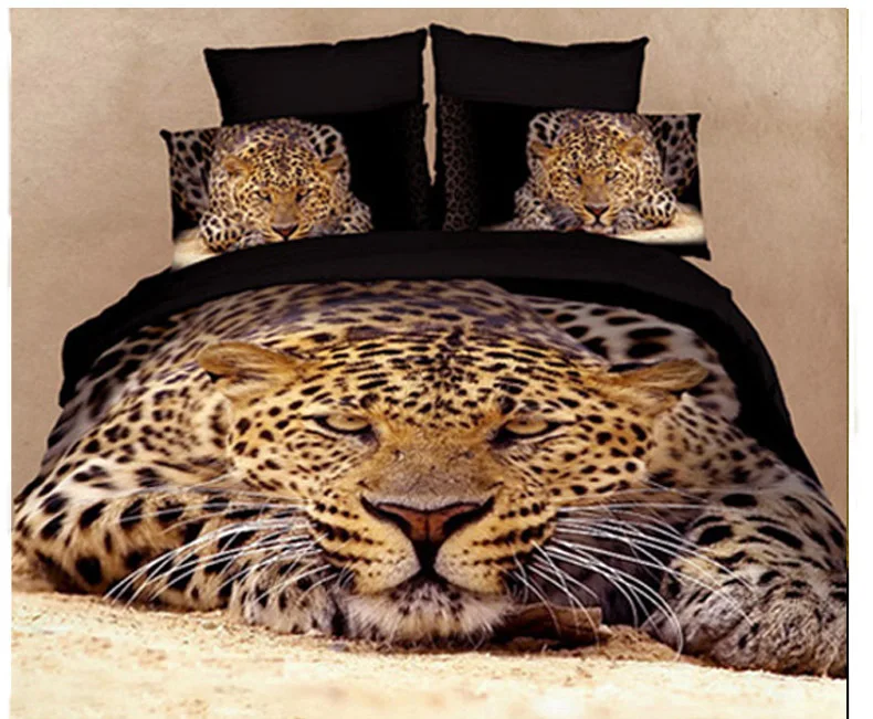 3d Snow Leopard Cotton Bedding Sets Manly Bed Sheet Pillowcase