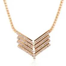 Lureme Fashion Luxury V-shaped with Crystal KC Gold Color Alloy Short Necklace for womens Party Jewelry