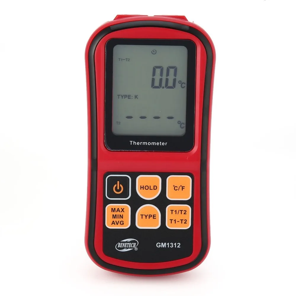 Benetech GM1312 цифровой термометр термопары Двухканальный измеритель температуры для