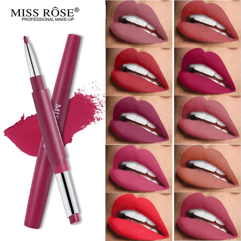 Miss Rose, набор для макияжа, двухсторонняя губная помада+ карандаш-карандаш, бархатная матовая губная помада, телесный карандаш для губ, долговечная косметика