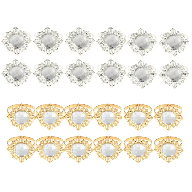 12 шт акриловый Алмазный дизайн кольцо для салфеток украшение для ужина