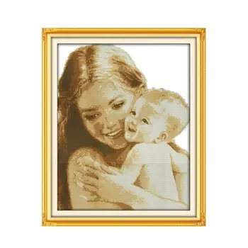 

Modern mother and child warm screen cross stitch kit, mother and child love deep baby pattern decoration handicraft painting