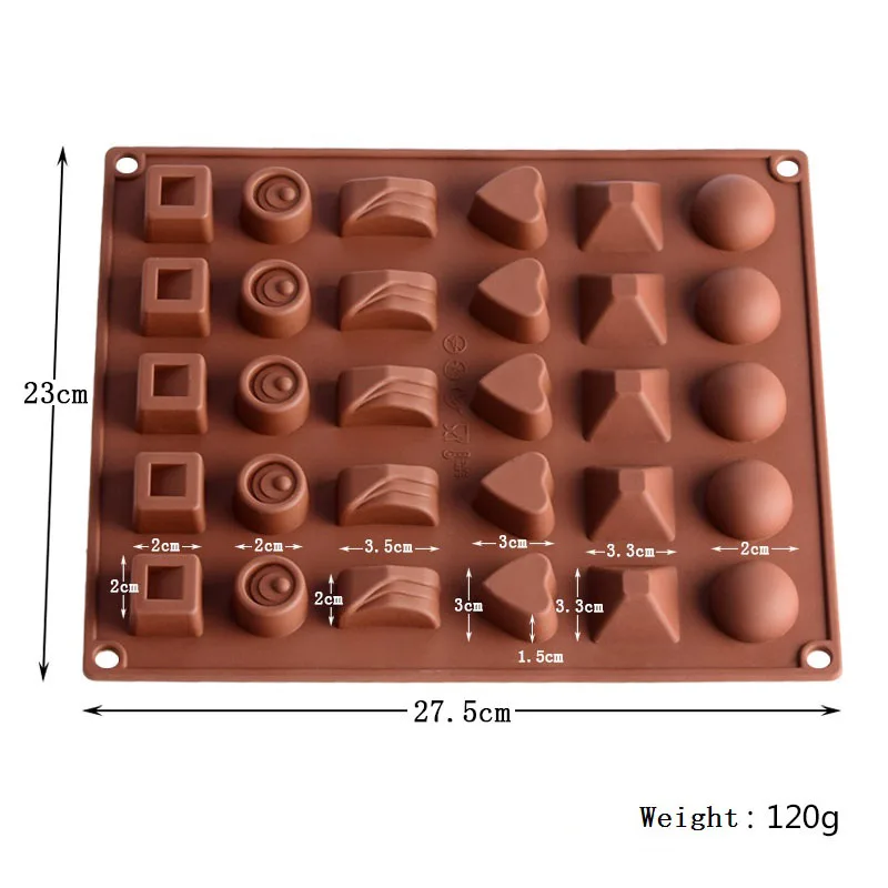 30-полость 3D силиконовая форма для шоколада различной формы Конфеты помадные вечерние пирог на день рождения или свадьбу украшения инструменты