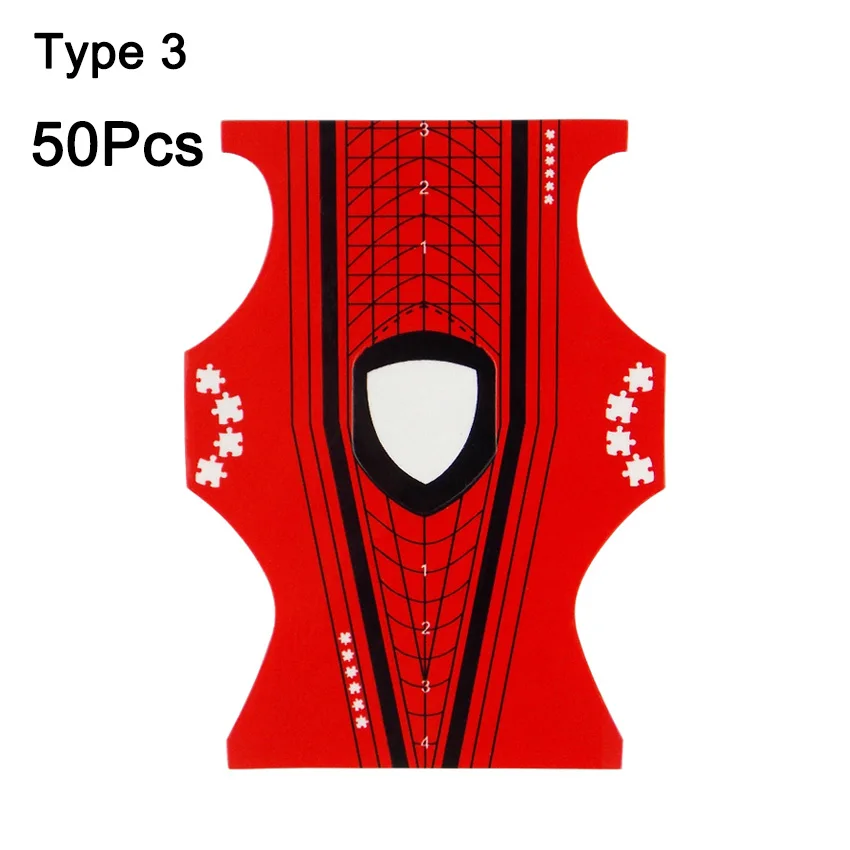 Tignish, 50 шт./лот, форма для ногтей, акриловый УФ-гель, наконечник для ногтей, руководство для наращивания, французские инструменты для самостоятельной сборки, самоклеющиеся формы, наклейки - Цвет: Type3