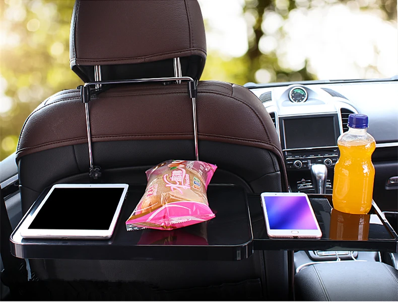 

1 Piece Car Tray Computer Desk Collapsible Folding Saving Place Design Multi-function Hanger Rear Seat Dining Table With Drawer