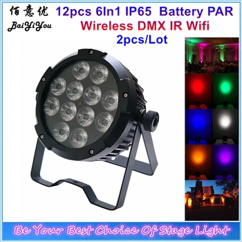 

2X Wireless DMX WiFi Remote Par 12pcs 12w RGBWA UV 6in1 Led IP65 Waterproof Powercon Battery Powered Outdoor Wedding Par Light